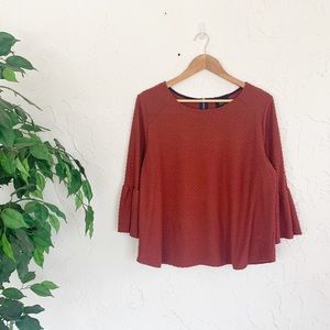 Anthropologie W5 Orange Bell Sleeve Top